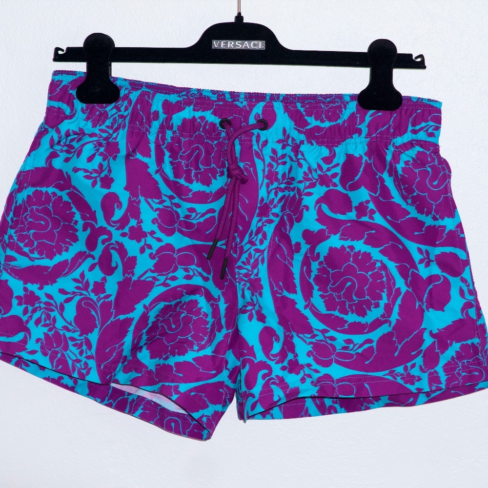 Versace Baroque Pattern Drawstring Swim Shorts - image 2